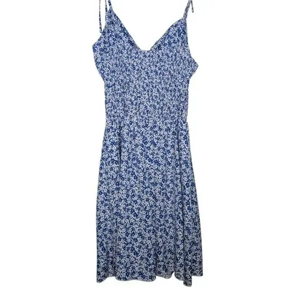 Cider Blue Ditsy Floral Print Smocked Waist Boho Festival Coquette Sundress Med - Picture 3 of 6